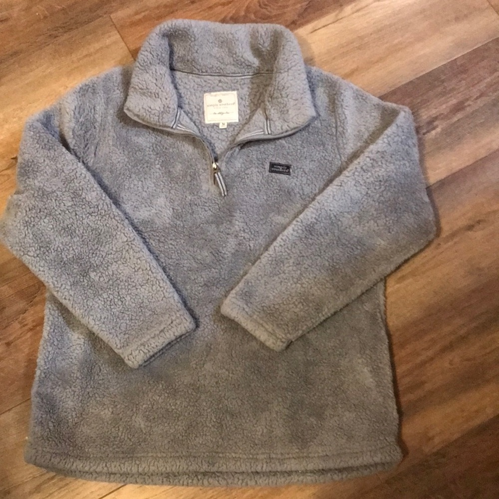Simply Southern Gray Sherpa Quarter-Zip Pullover